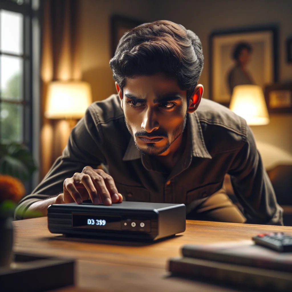 Modern IPTV box streaming device with remote control for accessing digital TV channels and on-demand content