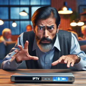 IPTV player interface displaying live channels, on-demand content, and program guide on a smart TV screen