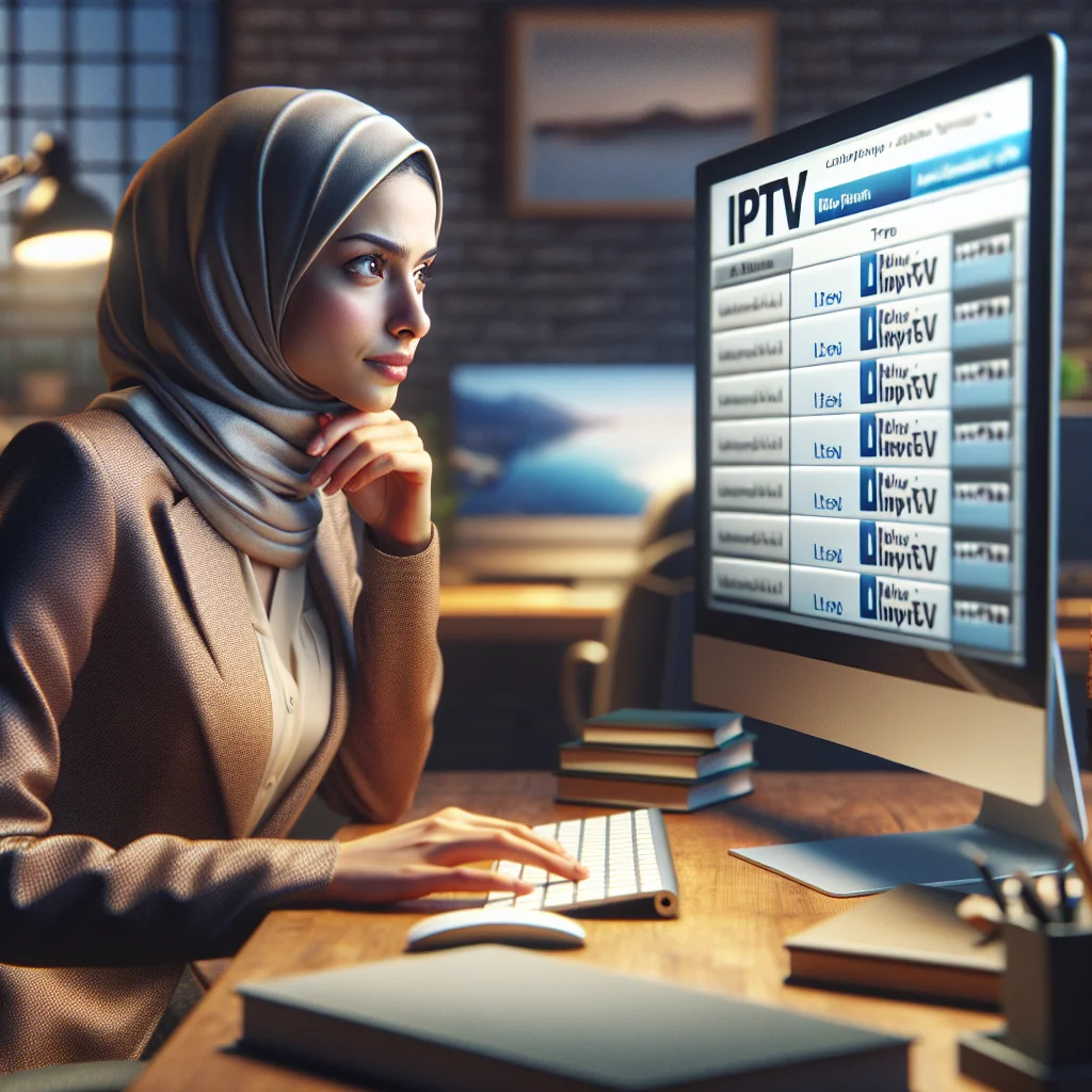 Multiple IPTV providers displayed on smart TV screen showing streaming service options and channel packages