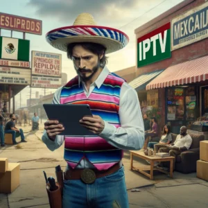 IPTV Mexico streaming service interface displaying Mexican TV channels and entertainment content on digital device screen